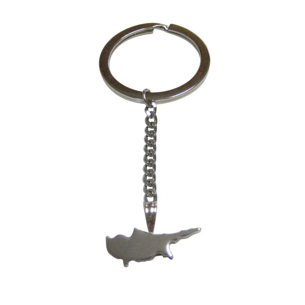 Cyprus Map Shape Pendant Keychain